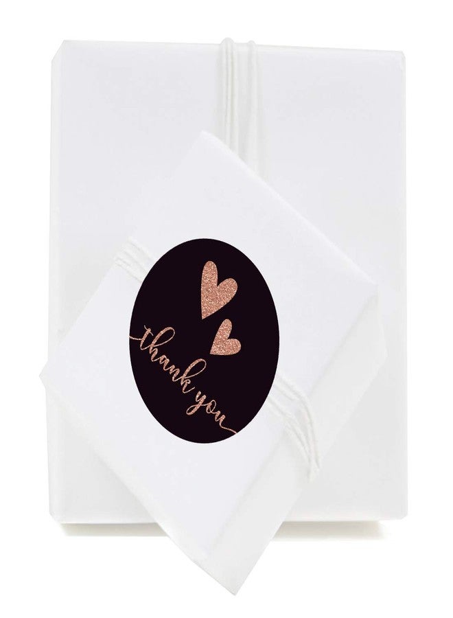Andaz Press Bulk Stylish Faux Rose Gold Glitter Thank You Round Circle Label Stickers, 2-inch, Abby Black with Double Hearts, 80-Pack - Image 2